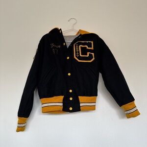 Vintage Black and Gold Yellow Varsity Jacket